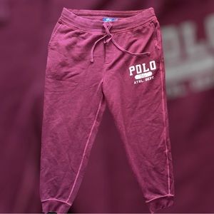 Polo Ralph Lauren Large Varsity Jogger Sweat Pants Rugby RRL Red Maroon
